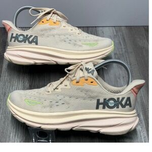 Hoka Clifton 9 Womens 5.5B Running Shoes Vanilla Citrus Glow 1127896-VLS